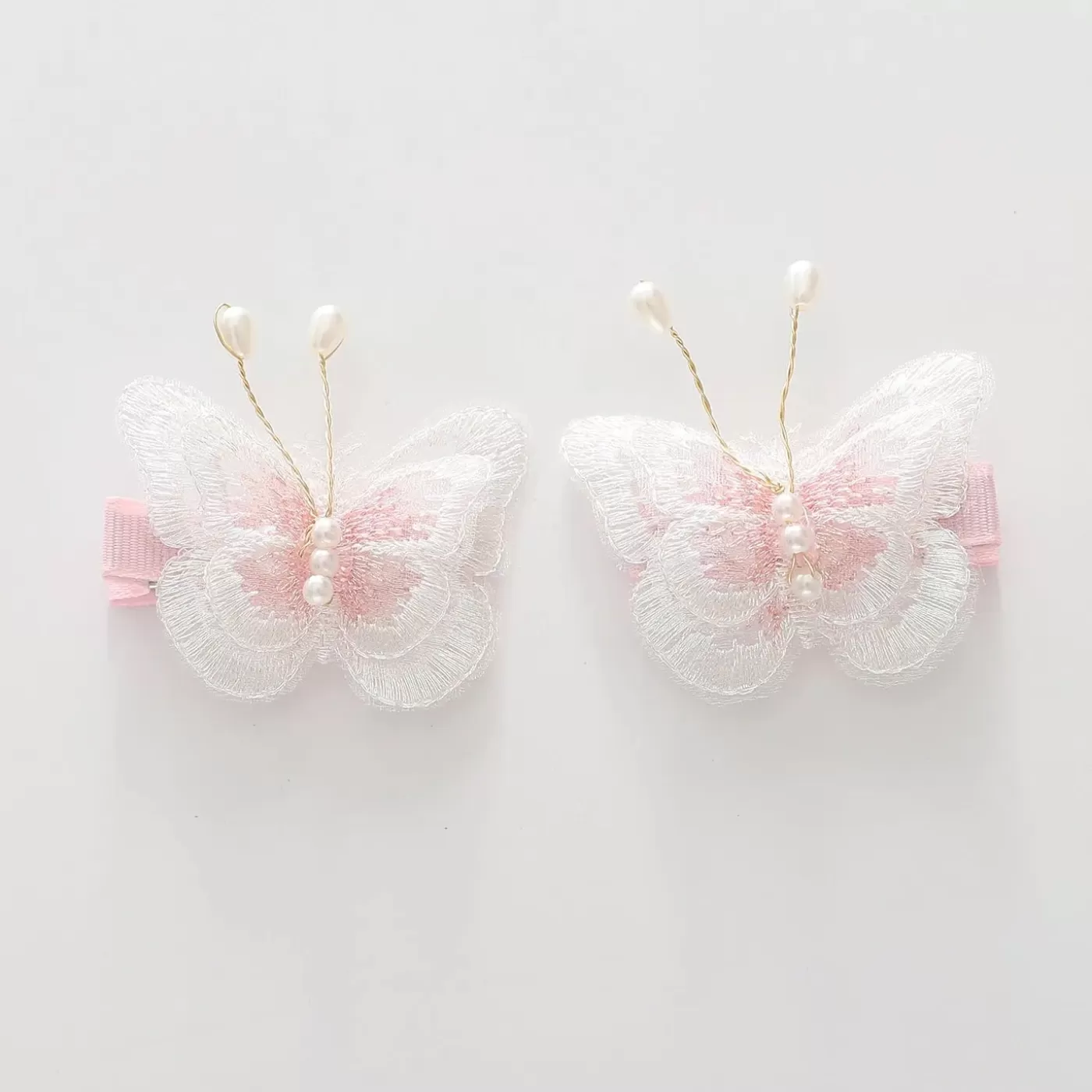 Ollies Place White and Pink Butterfly Hair Clips< Hair Clips & Headbands