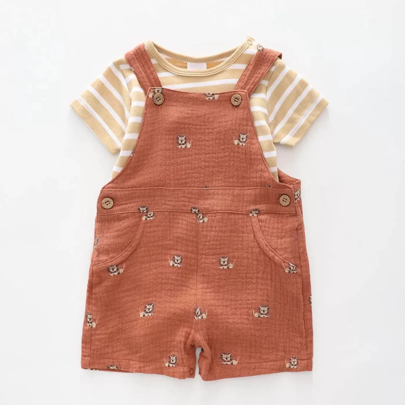 Ollies Place Zoo Crew Cheesecloth Shortalls Set<BOY Overalls & Sets